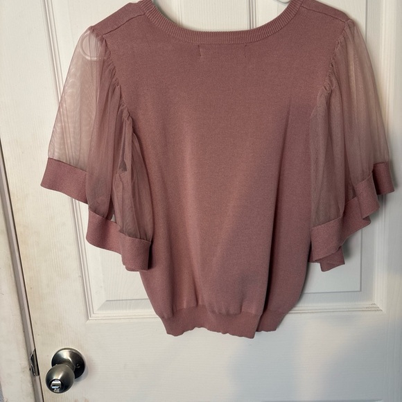 Sole La Vie Purple and Pink Ruffled Flutter Sleeve Blouse - Picture 2 of 7